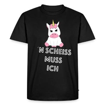 Einhorn Einen Scheis muss ich kein Bock auf Arbeit - Männer Premium Bio T-Shirt - Schwarz - Vorne - Nico (187cm)
