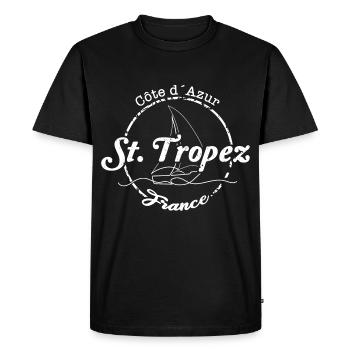 St Tropez France - Men's Premium Organic T-Shirt - black - Front - Nico (187cm)