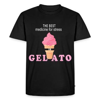 Le meilleur médicament contre le stress est la glace crémeuse m - T-shirt Premium bio Homme - noir - Devant - Nico (187cm)