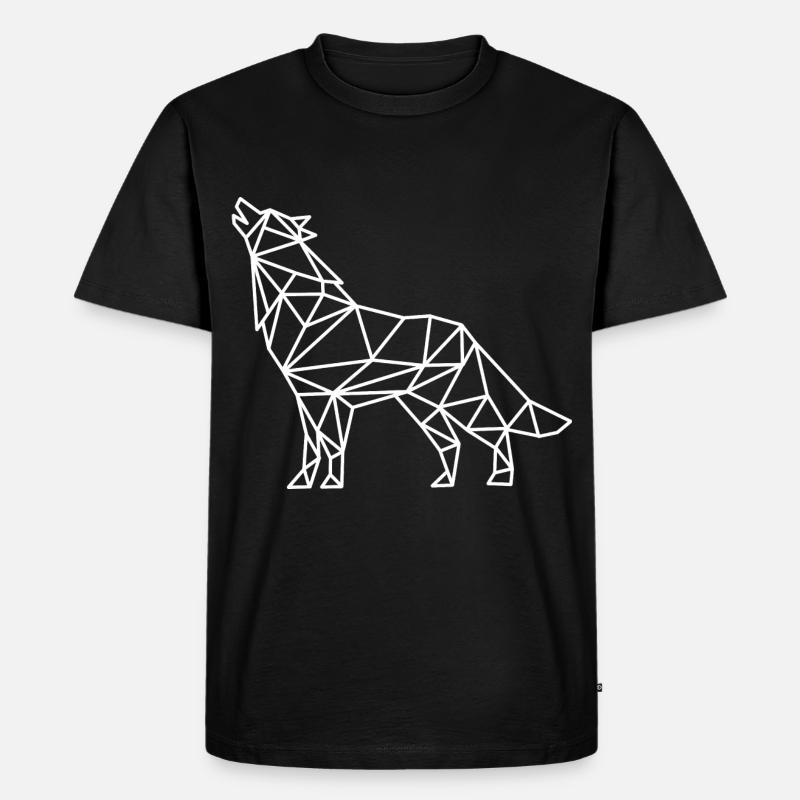 Wolf Geometrisch Linien - Männer Premium Bio T-Shirt - Schwarz