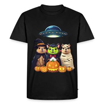 Halloween Capybara Hamster Ghost Gift Idea - Men's Premium Organic T-Shirt - black - Front - Nico (187cm)
