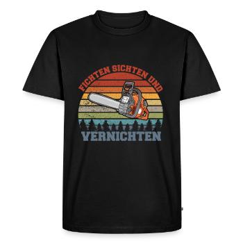 Épinette tamisage anéantir scie forestière bûcheron - T-shirt Premium bio Homme - noir - Devant - Nico (187cm)