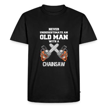 Ne sous-estimez pas le vieil homme avec une tronçonneuse - T-shirt Premium bio Homme - noir - Devant - Nico (187cm)
