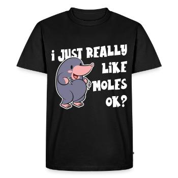J’aime les taupes - T-shirt Premium bio Homme - noir - Devant - Nico (187cm)