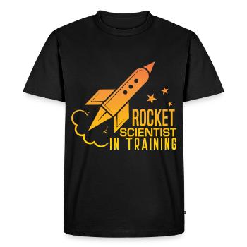 Le futur scientifique de la fusée à l’entraînement - T-shirt Premium bio Homme - noir - Devant - Nico (187cm)