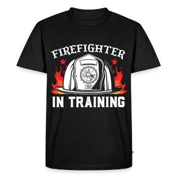 Firefighter in training - Men's Premium Organic T-Shirt - black - Front - Nico (187cm)