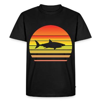 Requin au coucher du soleil - T-shirt Premium bio Homme - noir - Devant - Nico (187cm)