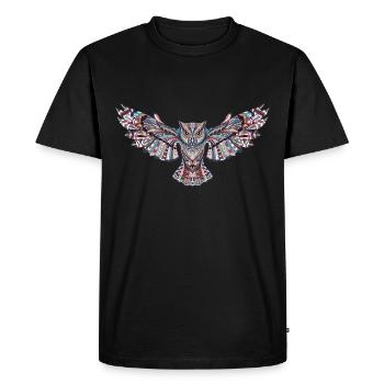 Chouette en mosaïque - T-shirt Premium bio Homme - noir - Devant - Nico (187cm)