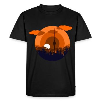 TV tower in the morning in the forest - Men's Premium Organic T-Shirt - black - Front - Nico (187cm)