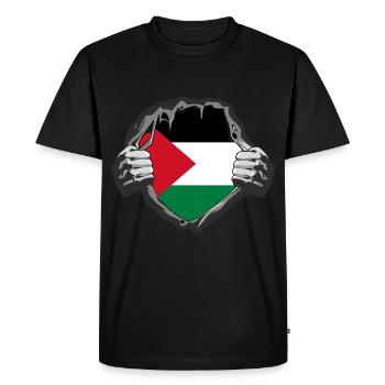 Free Palestine T-shirt Palestine Palestinienne - T-shirt Premium bio Homme - noir - Devant - Nico (187cm)