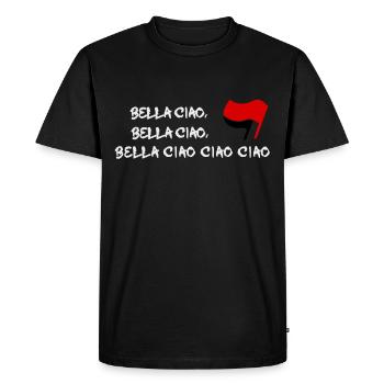 bella ciao antifa flagge fahne - Männer Premium Bio T-Shirt - Schwarz - Vorne - Nico (187cm)