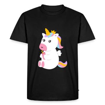 Sweet seated unicorn with drink - Men's Premium Organic T-Shirt - black - Front - Nico (187cm)