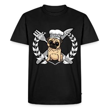 Pug Dog Cuisine Cuisine Chef Gastronomique - T-shirt Premium bio Homme - noir - Devant - Nico (187cm)