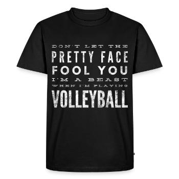 Volley-ball combattant Joli visage - T-shirt Premium bio Homme - noir - Devant - Nico (187cm)