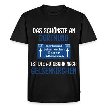 Gelsenkirchen Autobahn Schalker Spruch - Männer Premium Bio T-Shirt - Schwarz - Vorne - Nico (187cm)