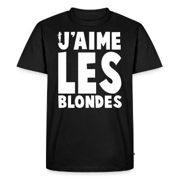 J'AIME LES BLONDES - T-shirt Premium bio Homme - noir - Devant - Nico (187cm)