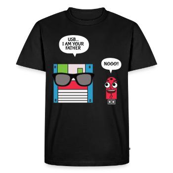 USB Floppy Disk I am Your Father T shirt, Geek - Men's Premium Organic T-Shirt - black - Front - Nico (187cm)