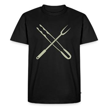 Barbecue tongs and meat fork - Men's Premium Organic T-Shirt - black - Front - Nico (187cm)
