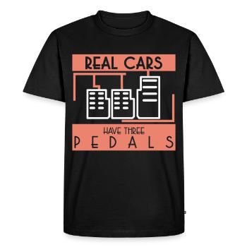 "Real Cars Have 3 Pedals" automobile parts - Men's Premium Organic T-Shirt - black - Front - Nico (187cm)