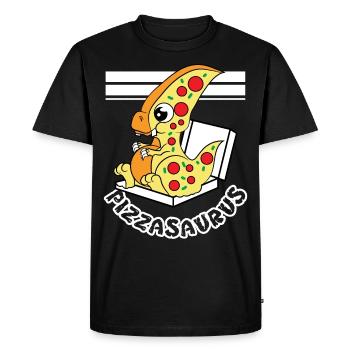 Cute and adorable "Pizzasaurus" tee design. - Men's Premium Organic T-Shirt - black - Front - Nico (187cm)