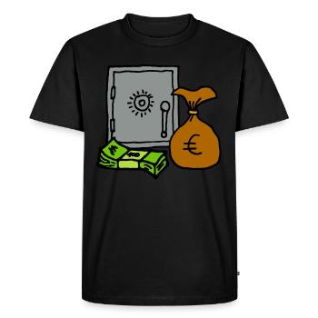 Vault with banknotes and money sack of wealth - Men's Premium Organic T-Shirt - black - Front - Nico (187cm)