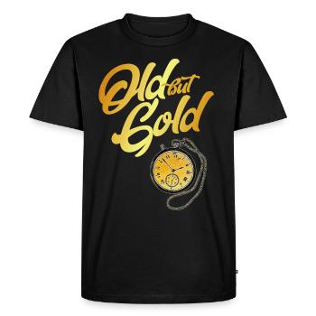 Old but Gold mit goldener Taschenuhr - Männer Premium Bio T-Shirt - Schwarz - Vorne - Nico (187cm)