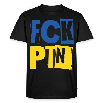 FCK PTN Ukraine bleu jaune - T-shirt Premium bio Homme - noir - Devant - Nico (187cm)