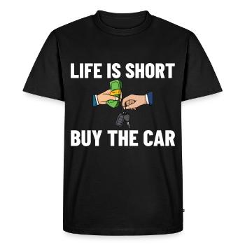 Voitures d’occasion Vendeur De voitures Vendeur de voitures Concessionnaire de voitures - T-shirt Premium bio Homme - noir - Devant - Nico (187cm)