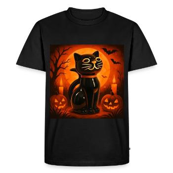 Spooky Cat Halloween Gift - Men's Premium Organic T-Shirt - black - Front - Nico (187cm)