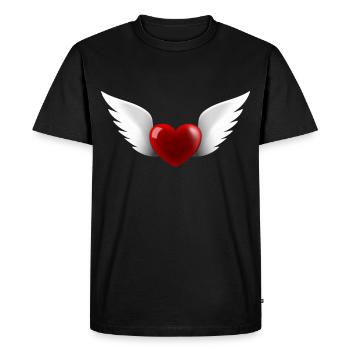 Coeur avec des ailes d'ange - T-shirt Premium bio Homme - noir - Devant - Nico (187cm)