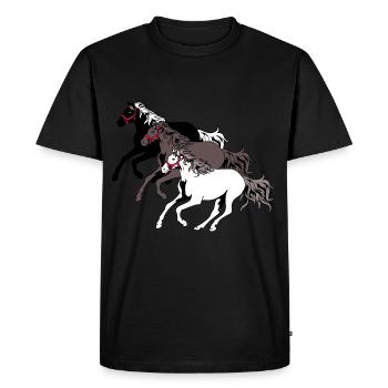 Chevaux sauvages Troupeau Cheval Galop Cheval Course Poney - T-shirt Premium bio Homme - noir - Devant - Nico (187cm)