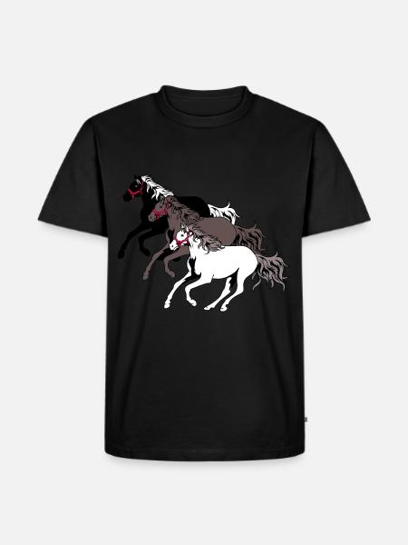 Chevaux sauvages Troupeau Cheval Galop Cheval Course Poney - T-shirt Premium bio Homme - noir