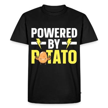 Powered by Potato Lovers Spud Life Vegan Po - Men's Premium Organic T-Shirt - black - Front - Nico (187cm)