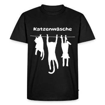 Lustige Katzen an der Wäscheleine - Männer Premium Bio T-Shirt - Schwarz - Vorne - Nico (187cm)