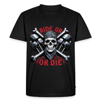 Moto Skull Ride ou Die Biker Chopper Rock - T-shirt Premium bio Homme - noir - Devant - Nico (187cm)