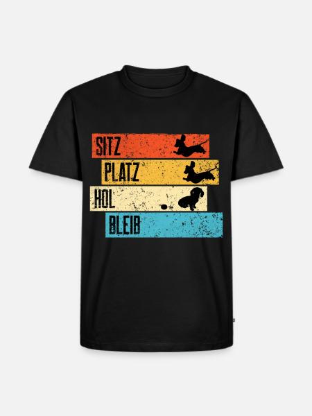 Retro Dackel Dachshund Teckel Witz - Männer Premium Bio T-Shirt - Schwarz