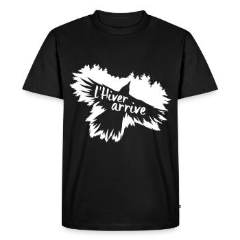 L' hiver arrive - T-shirt Premium bio Homme - noir - Devant - Nico (187cm)