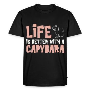 Motif Capibara pour les propriétaires de Capibara - T-shirt Premium bio Homme - noir - Devant - Nico (187cm)