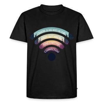 Wifi Connexion Nature Quote Citation Forêt Wifi - T-shirt Premium bio Homme - noir - Devant - Nico (187cm)