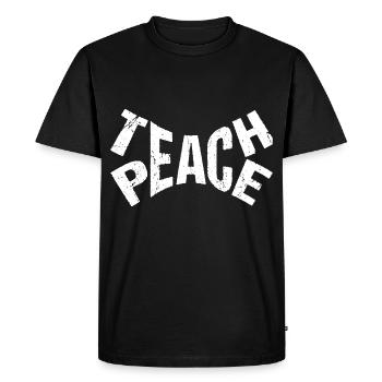 Teach Peace - Men's Premium Organic T-Shirt - black - Front - Nico (187cm)