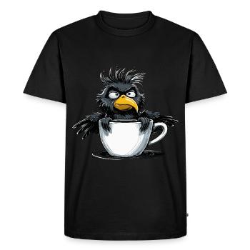 L’oiseau ne veut pas de café avant que vous ne demandiez non - T-shirt Premium bio Homme - noir - Devant - Nico (187cm)