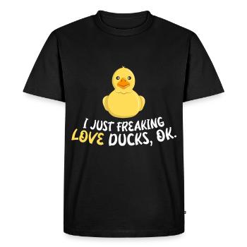 J’aime les canards, d’accord ? - T-shirt Premium bio Homme - noir - Devant - Nico (187cm)