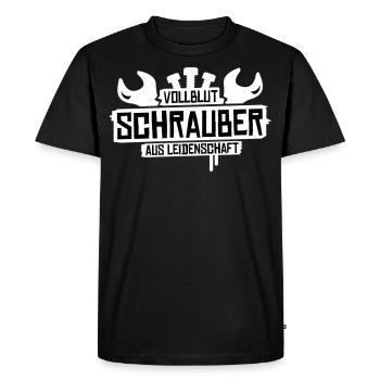 Vollblur Schrauber aus Leidenschaft - KfZ - Garage - Männer Premium Bio T-Shirt - Schwarz - Vorne - Nico (187cm)