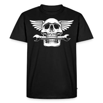 skull mechanic with tool train - Men's Premium Organic T-Shirt - black - Front - Nico (187cm)