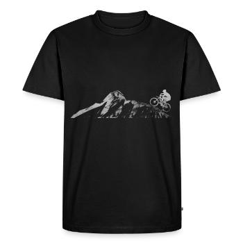 Rigid gear on mountain bike with racing cyclist - Men's Premium Organic T-Shirt - black - Front - Nico (187cm)