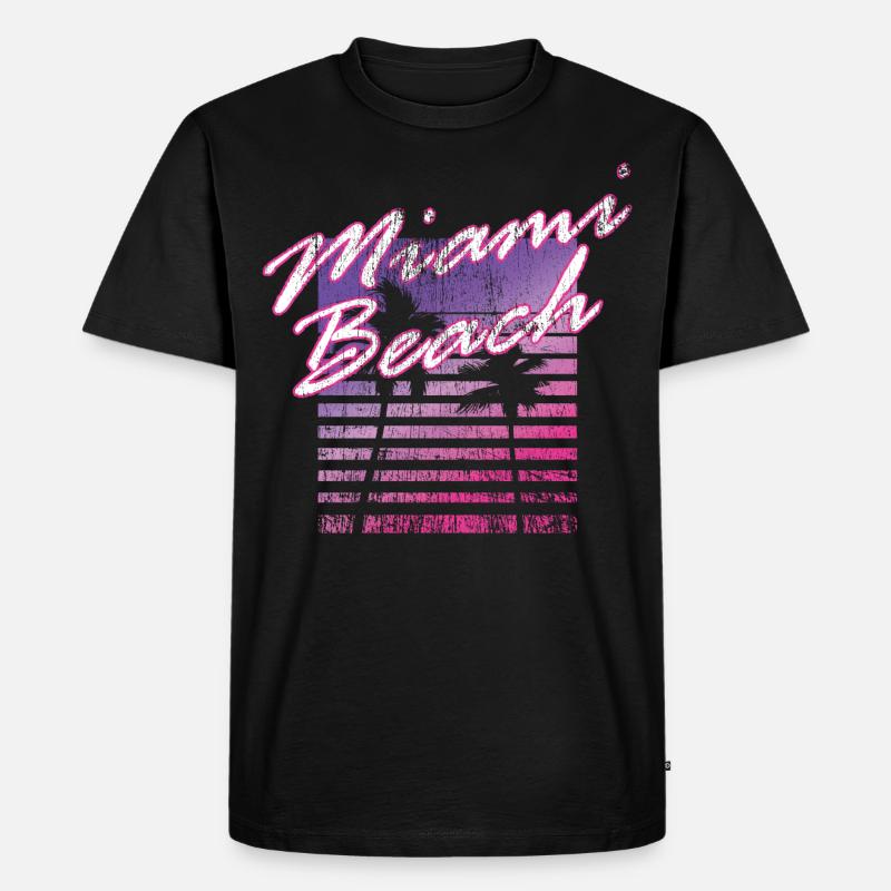 Miami Beach Retro 80s - Männer Premium Bio T-Shirt - Schwarz