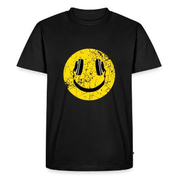 Music headphones smile - Men's Premium Organic T-Shirt - black - Front - Nico (187cm)