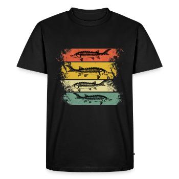 Retro Beluga Sturgeon - Men's Premium Organic T-Shirt - black - Front - Nico (187cm)
