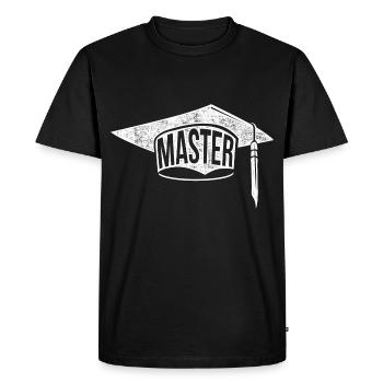 Master Degree Gift Saying Master Hat - Men's Premium Organic T-Shirt - black - Front - Nico (187cm)
