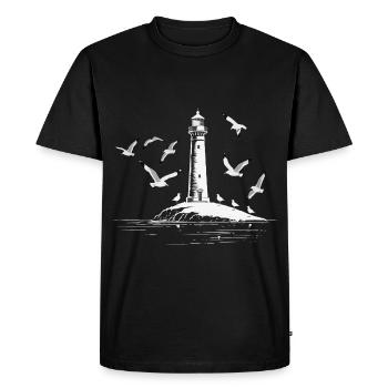 Seagull Lighthouse Harbor Moin Sea LakeSeaLighthouse Seagull H - T-shirt Premium bio Homme - noir - Devant - Nico (187cm)